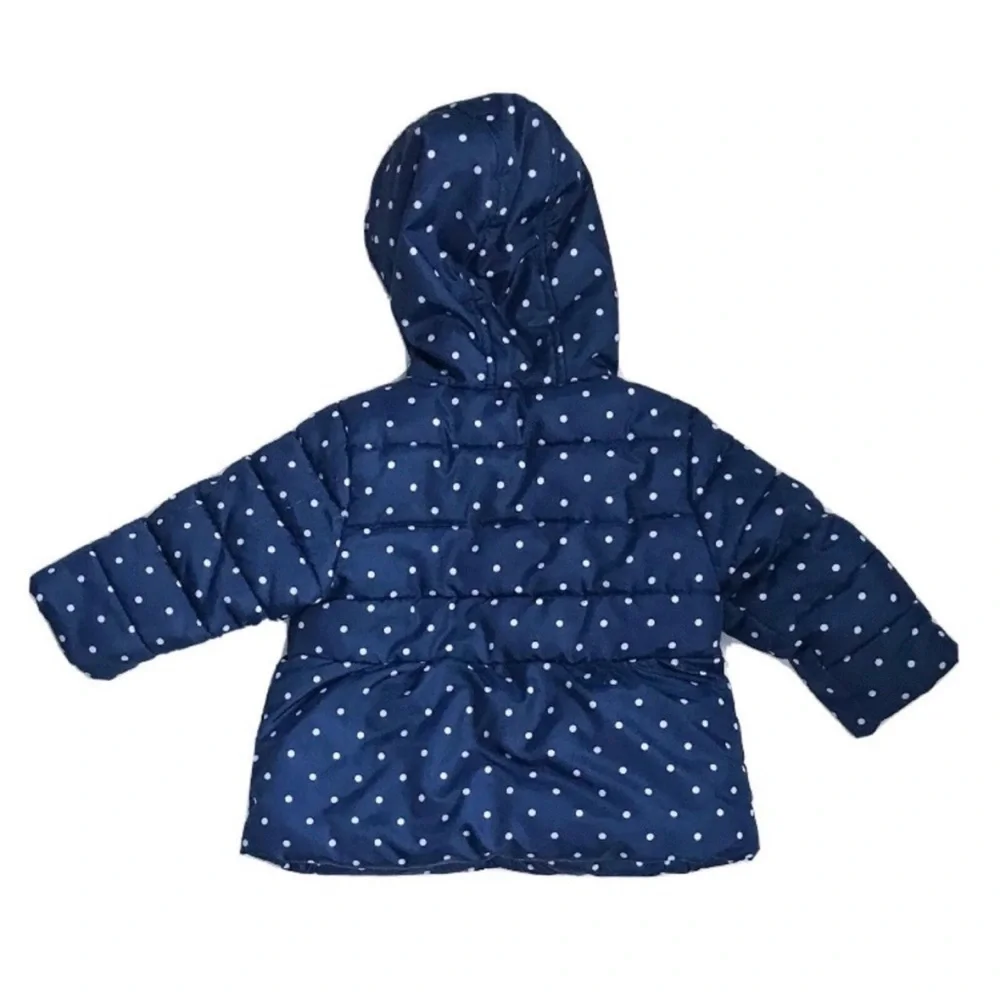 Vintage Healthtex Navy Blue Polka Dot Winter Coat Jacket 12 Mos Whimsical Twee
